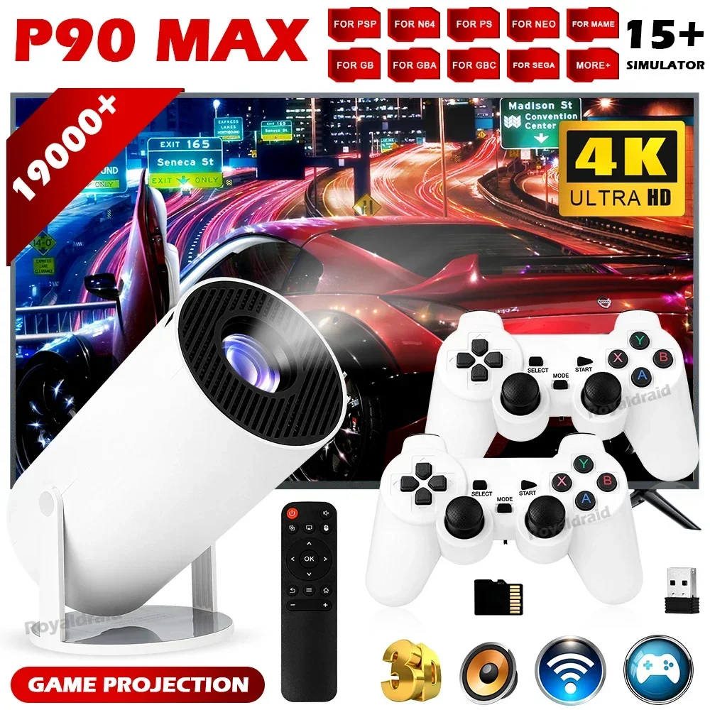 Retro Gaming With Projector - P90 Max Taşınabilir Akıllı Oyun Projektörü