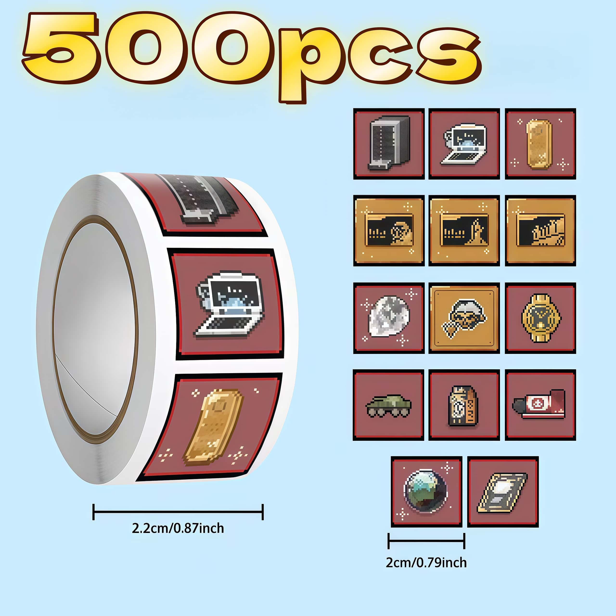 Retro Gaming Bar - 500 Adet Delta Oyun Piksel Etiket