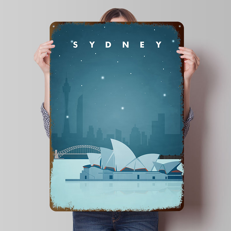 Retro Gaming Bar - Sydney Seyahat Posteri Özelleştirilmiş Vintage Metal