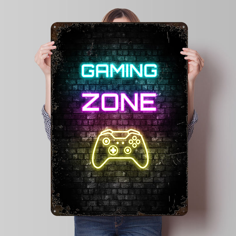 Retro Gaming On - Oyun Bölgesi Neon Tabelası Tuğla Baskılı