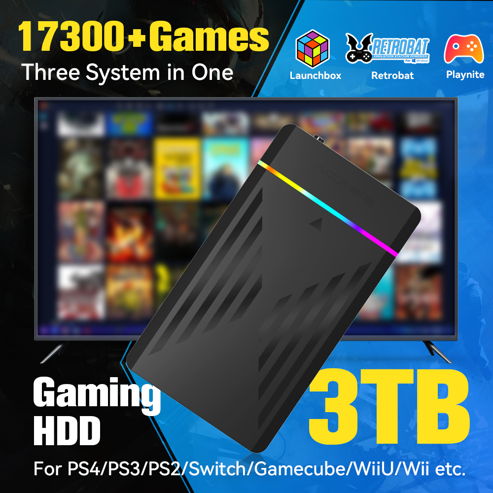Retro Gaming Nintendo - 3 TB Taşınabilir Oyun HDD LaunchBox/Retrobat/Playnite